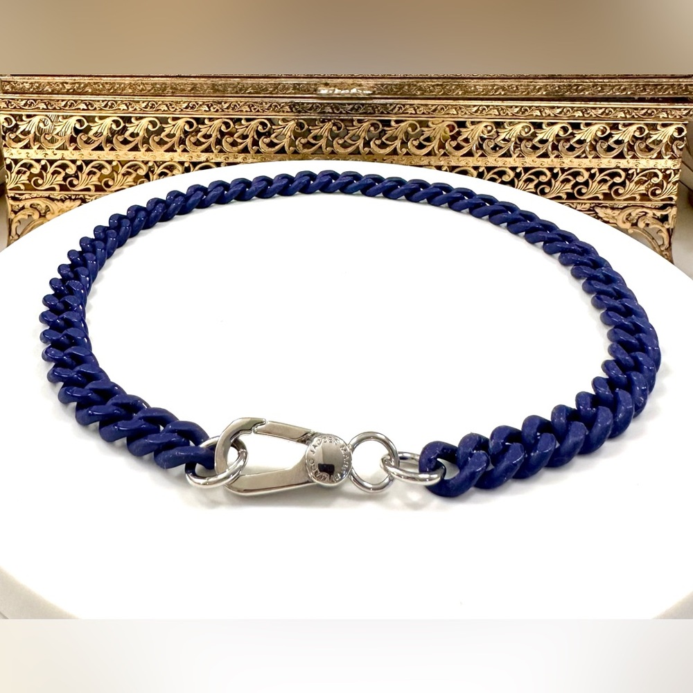 Marc Jacobs - Deep Blue Rubberized Chain Link Choker Necklace, Marc Jacobs Clasp